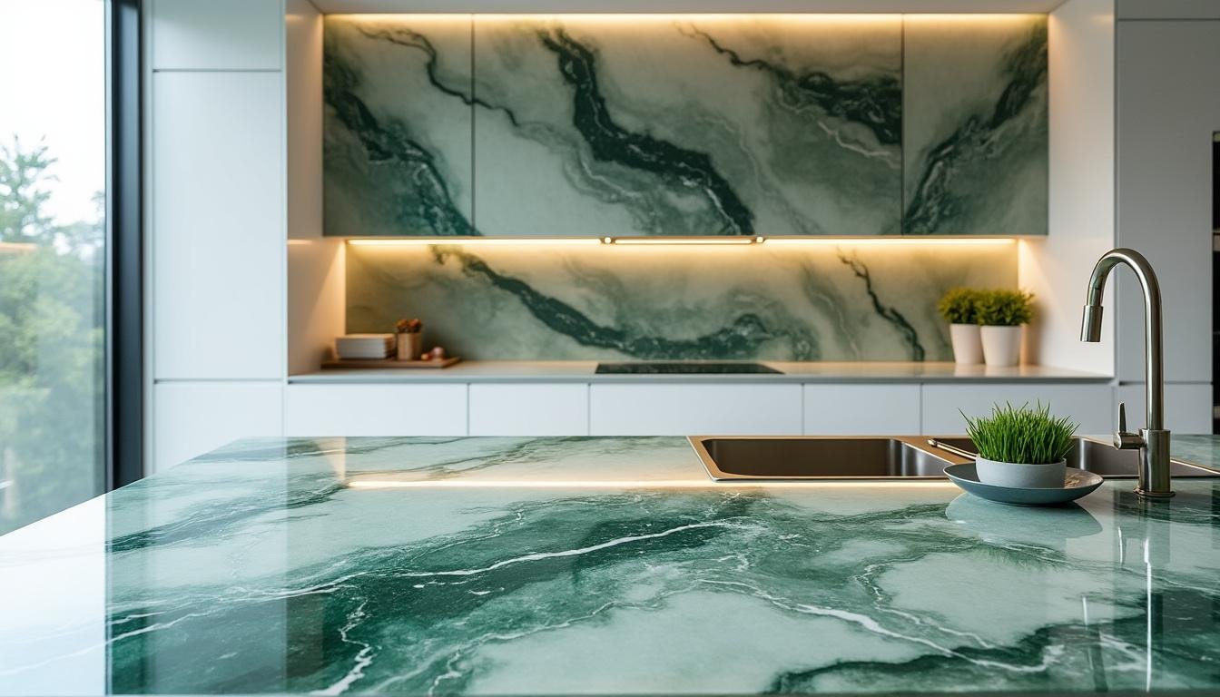 découvrez comment utiliser le marbre vert des alpes pour sublimer vos plans de travail et salles de bain avec élégance et durabilité.