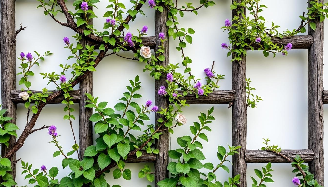 découvrez notre sélection de plantes grimpantes non invasives, idéales pour sublimer un treillis en bois léger tout en respectant votre jardin.